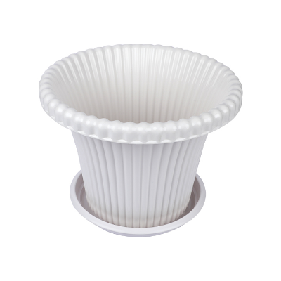 Buy Daisy Flower Tub with Tray 8" White-TEL for Gardening in balcony, roof or indoor space for adding a touch of greenery to your home or office at Best Price In Bangladesh	