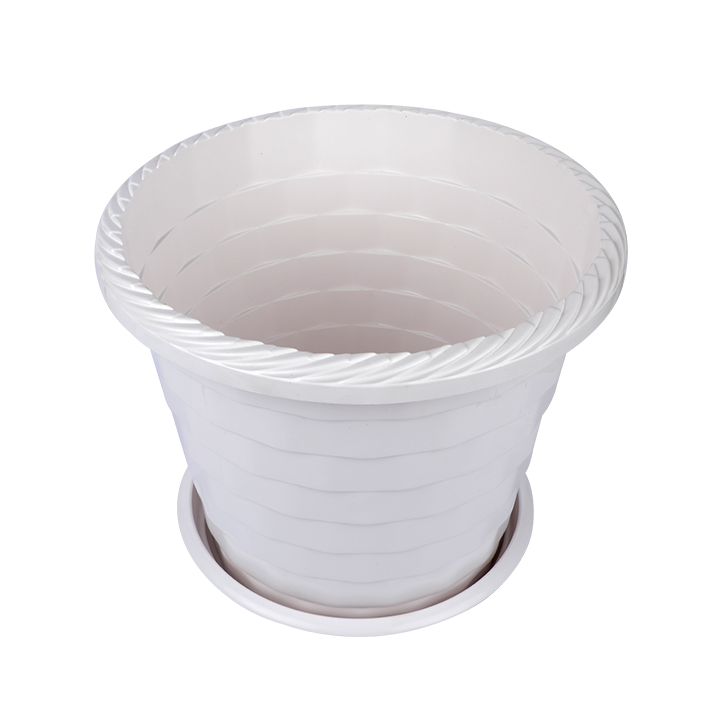 Buy Marble Flower Tub with Tray 8" White-TEL for Gardening in balcony, roof or indoor space for adding a touch of greenery to your home or office at Best Price In Bangladesh	