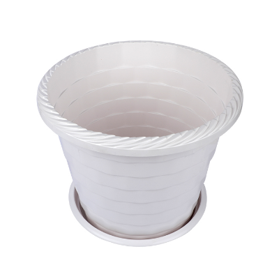 Buy Marble Flower Tub with Tray 8" White-TEL for Gardening in balcony, roof or indoor space for adding a touch of greenery to your home or office at Best Price In Bangladesh	