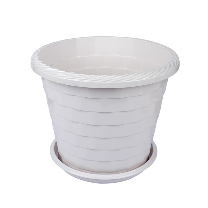 Buy Marble Flower Tub with Tray 8" White-TEL for Gardening in balcony, roof or indoor space for adding a touch of greenery to your home or office at Best Price In Bangladesh	