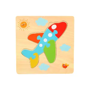 Wooden Aeroplane Puzzle Jigsaw Safe Wood Training Imagination Puzzles Toy for Toddlers Kids