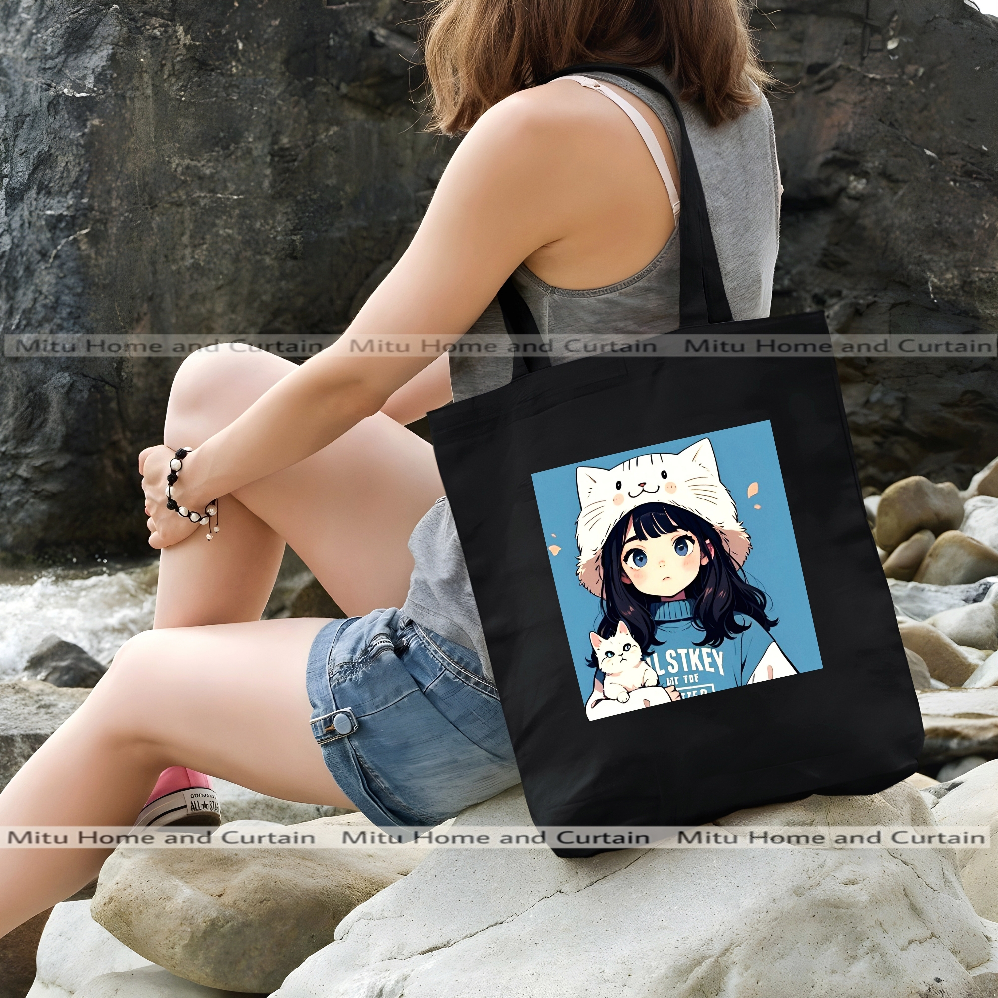 Buy Premium Tote Bag with Zipper Canvas Tote Bag for Women Trendy Shopping Bag / College Bag / University Bag Tote Bag, Canvas Bag with Zipper White , Black at Best Price In Bangladesh