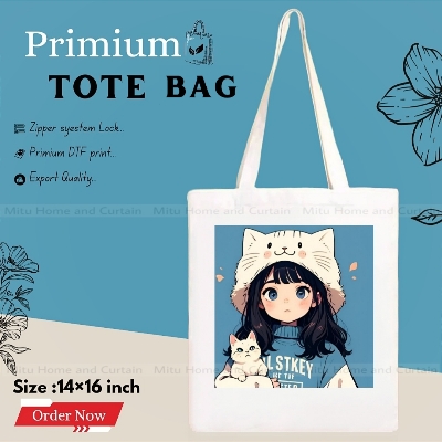 Buy Premium Tote Bag with Zipper Canvas Tote Bag for Women Trendy Shopping Bag / College Bag / University Bag Tote Bag, Canvas Bag with Zipper White , Black at Best Price In Bangladesh