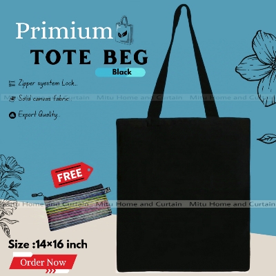 Buy Premium Tote Bag with Zipper Canvas Tote Bag for Women Trendy Shopping Bag / College Bag / University Bag Tote Bag, Canvas Bag with Zipper White , Black at Best Price In Bangladesh