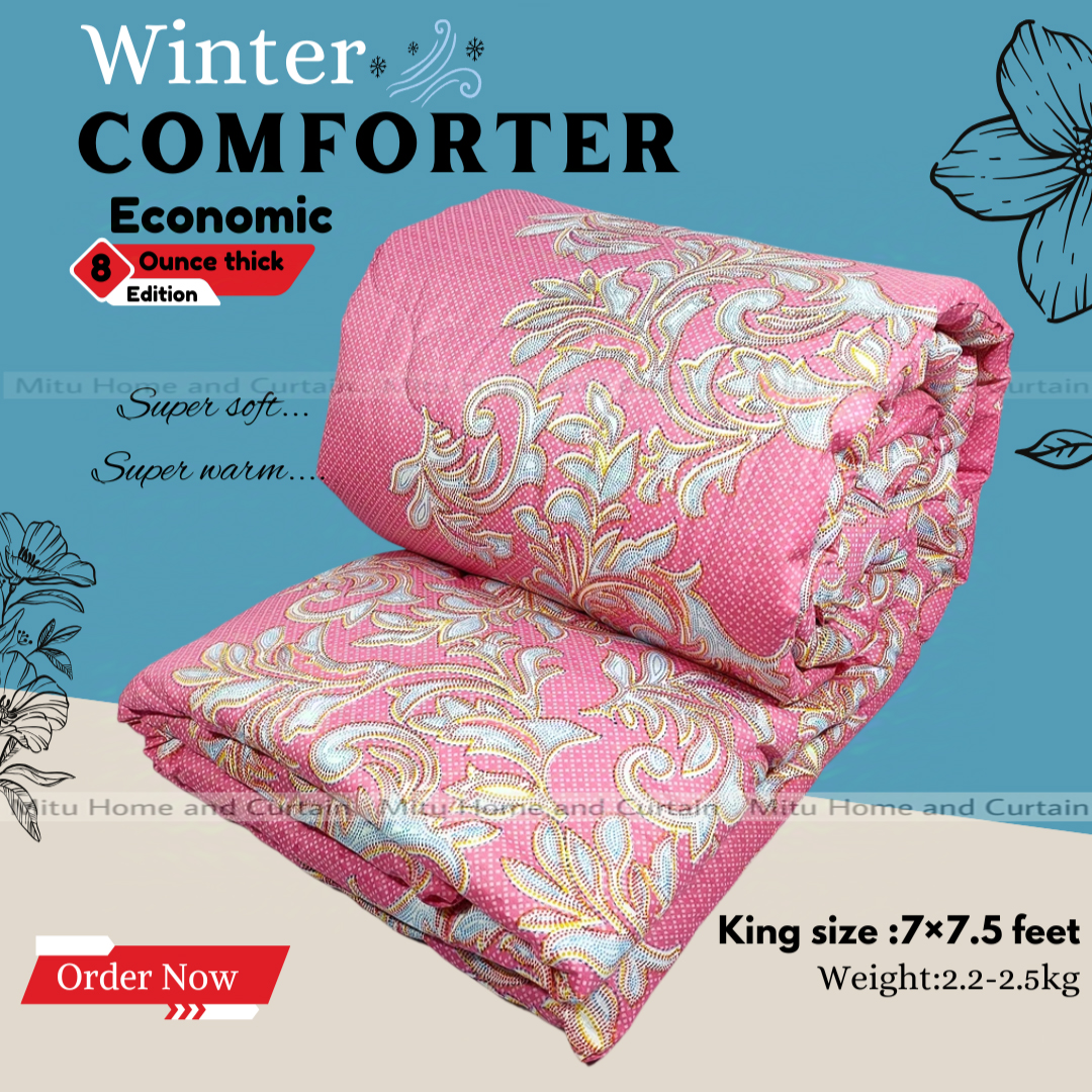 Buy Comforter for Winter King size Exclusive Comforter with Mix Cotton fabric (2.2-2.5Kg) 84*90 inch European cube style (1pcs Box) White , Red , Pink , Blue at Best Price In Bangladesh