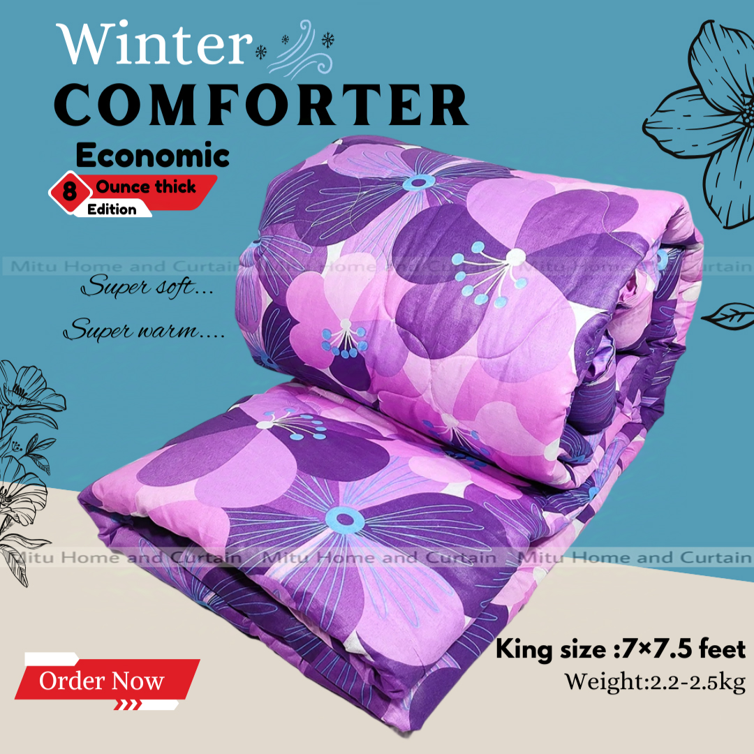 Buy Comforter for Winter King size Exclusive Comforter with Mix Cotton fabric (2.2-2.5Kg) 84*90 inch European cube style (1pcs Box) White , Red , Pink , Blue at Best Price In Bangladesh