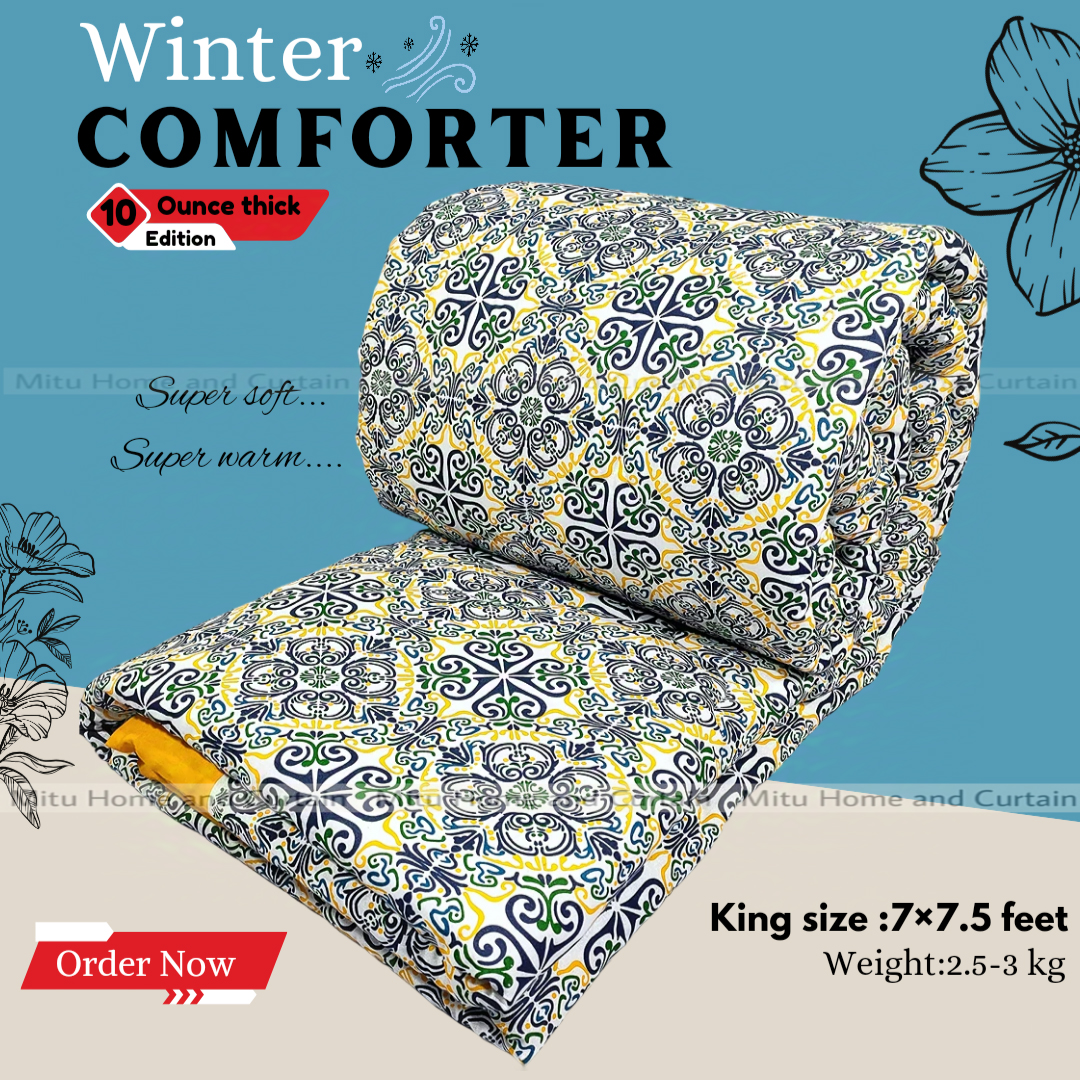 Buy Comforter for Winter King size Exclusive Comforter with Full Cotton fabric (2.6-3kg) 84*90 inch European cube style (1pcs Box) White , Red , Pink , Blue at Best Price In Bangladesh