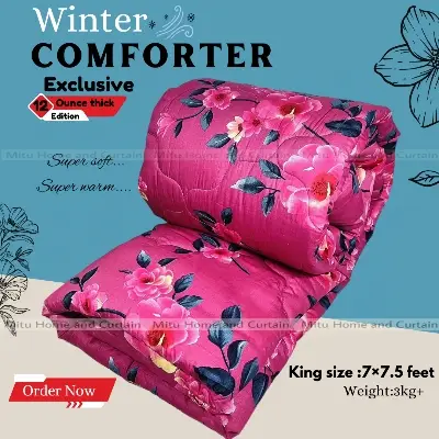 Buy Comforter for Winter King size Exclusive Comforter with Primium twill cotton fabric (3kg+) 84*90 inch European cube style (1pcs Box) White , Red , Pink , Blue at Best Price In Bangladesh