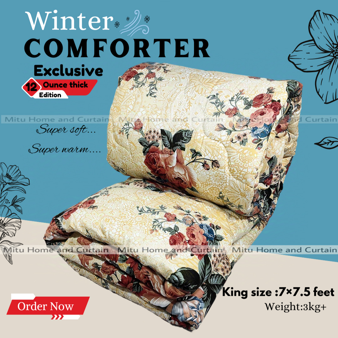 Buy Comforter for Winter King size Exclusive Comforter with Primium twill cotton fabric (3kg+) 84*90 inch European cube style (1pcs Box) White , Red , Pink , Blue  at Best Price In Bangladesh