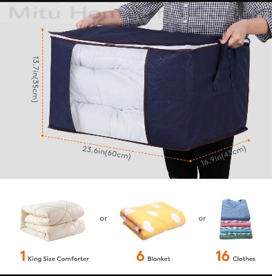 Buy XL Size Winter Cloths Storage Organizer Bags. Quilt Storage Bag, Cloth Organizer, Winter Wardrobe Storage OrganizerAsh , Navy blue  at Best Prices  in Bangladesh 