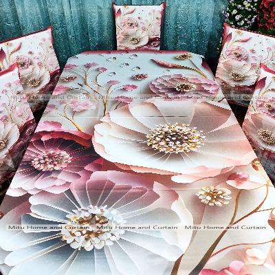 Buy Table Cover 3D print Dining Table Cover Digital new Table cover with 6pc matching chair cover full 7 pcs set Blue , Pink , Golden , White at Best Price In Bangladesh
