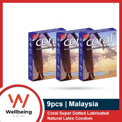 Picture of Coral - Super Dotted Lubricated Natural Latex Condom - Combo Pack 3x3
