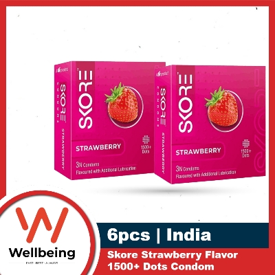 Picture of SKORE - Strawberry Climax Delay With Raised Dots Condom - 2 Packs - 6pcs
