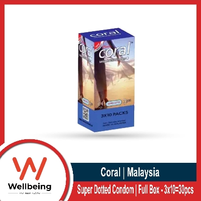 Picture of Coral - Super Dotted Lubricated Natural Latex Condom  | Full Box - 3x10=30pcs