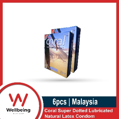 Picture of Coral - Super Dotted Lubricated Natural Latex Condom - Combo Pack - 2 Packs - 3x2=6pcs