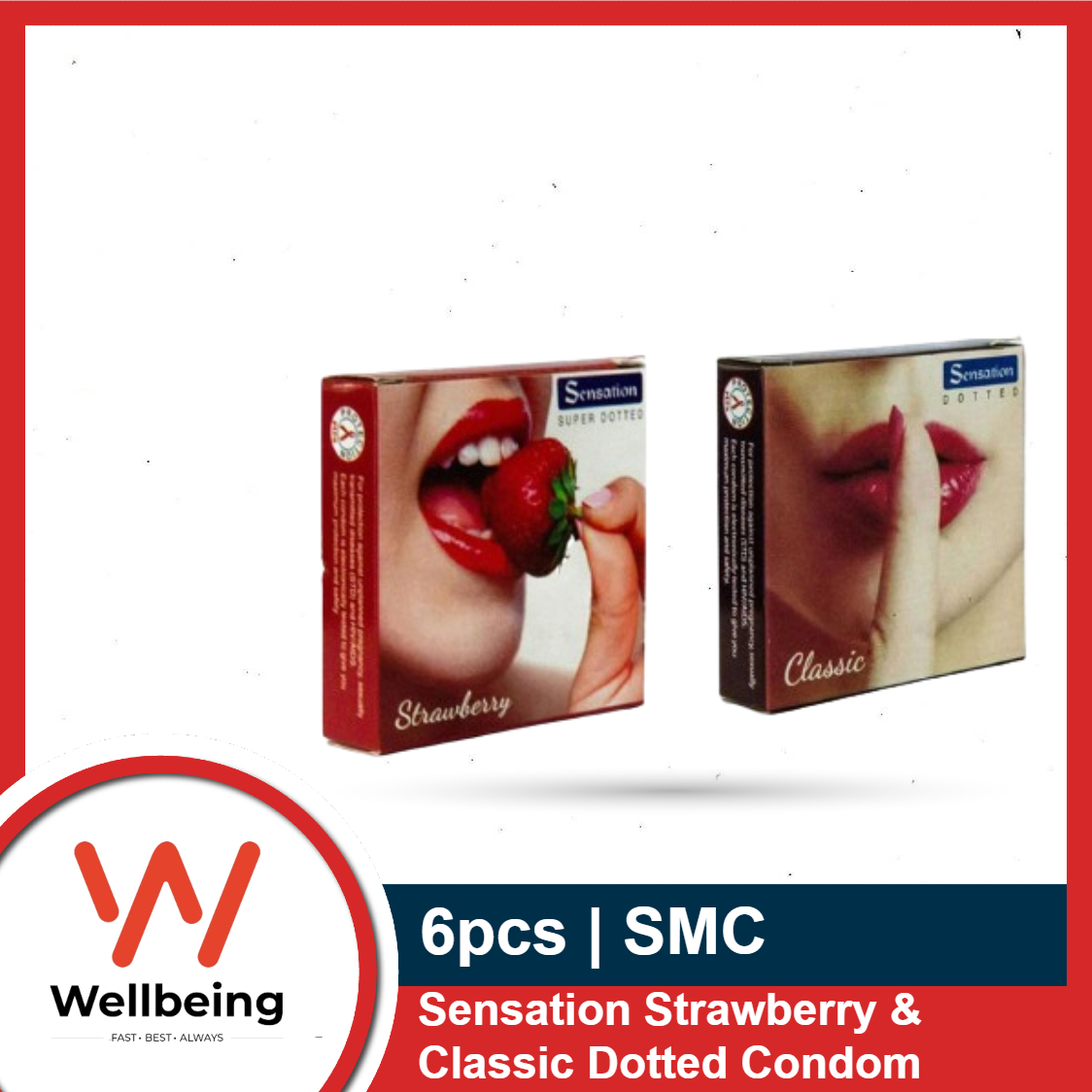 Picture of Sensation Strawberry & Classic Dotted Condom | Combo Pack 3x2=6pcs | SMC