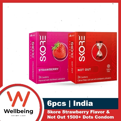 Picture of SKORE Mix 1 Pack Strawberry 1 Pack Not Out Condom 3x2- 6pcs