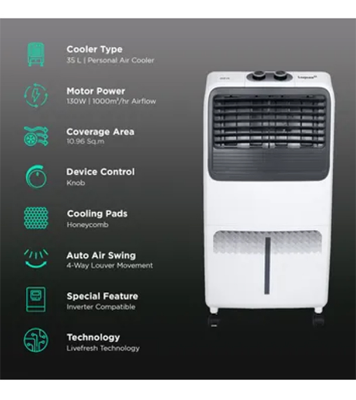 Buy Livpure Chill 35 Litres Air Cooler with Ice Chamber (Thermal Overload Protection)  at Best Price in Bangladesh