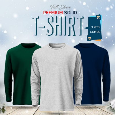 Buy  3 Pcs Full Sleeve Solid T-Shirt Combo at Best in Bangladesh