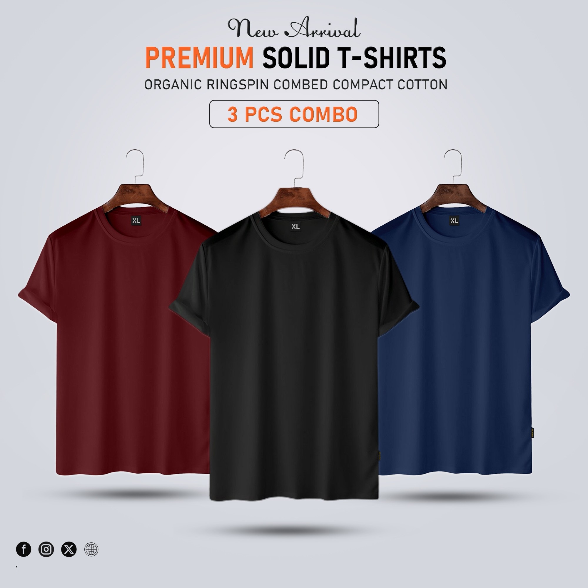Buy 3-pcs-premium-solid-t-shirt-combo-offer 285341 at Best in Bangladesh