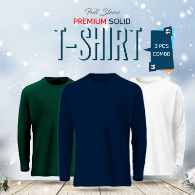 Buy 3 Pcs Full Sleeve Solid T-Shirt Combo at Best in Bangladesh