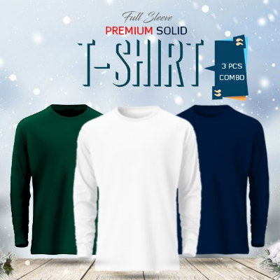 Buy 3 Pcs Full Sleeve Solid T-Shirt Combo at Best in Bangladesh