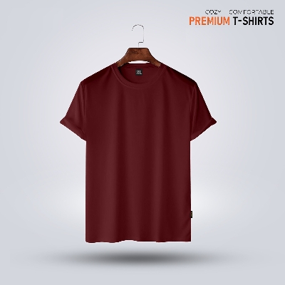 Buy  Men's Premium Solid T-Shirt- Maroon   at Best in Bangladesh