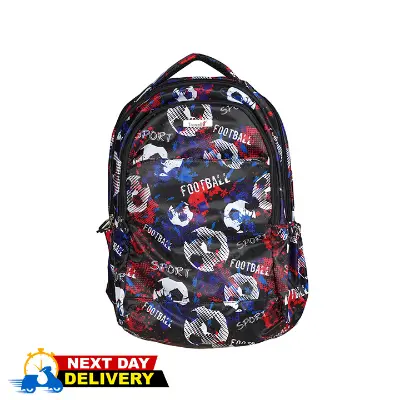 Picture of Travello Kity School Bag Made with Durable Polyester multicolor Fabric-Football- Blue
