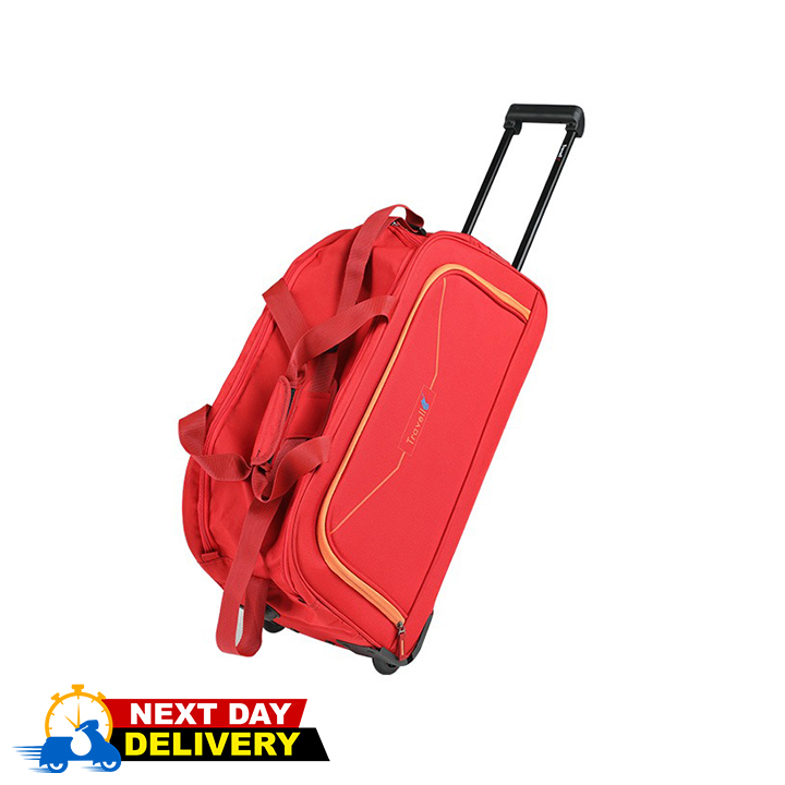 Picture of Travello Knight Duffel Bag 20 Inch Polyester MS Trolley with Push Button Padded shoulder strap Grab handles Red 