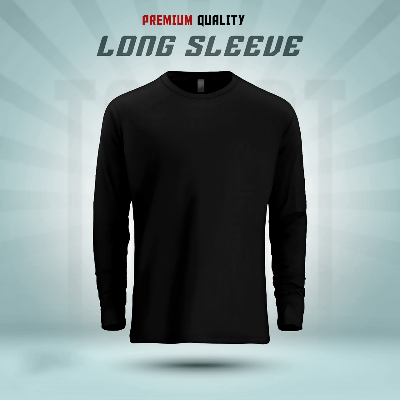 Buy   Men's Full Sleeve Solid T-Shirt- Black at Best in Bangladesh