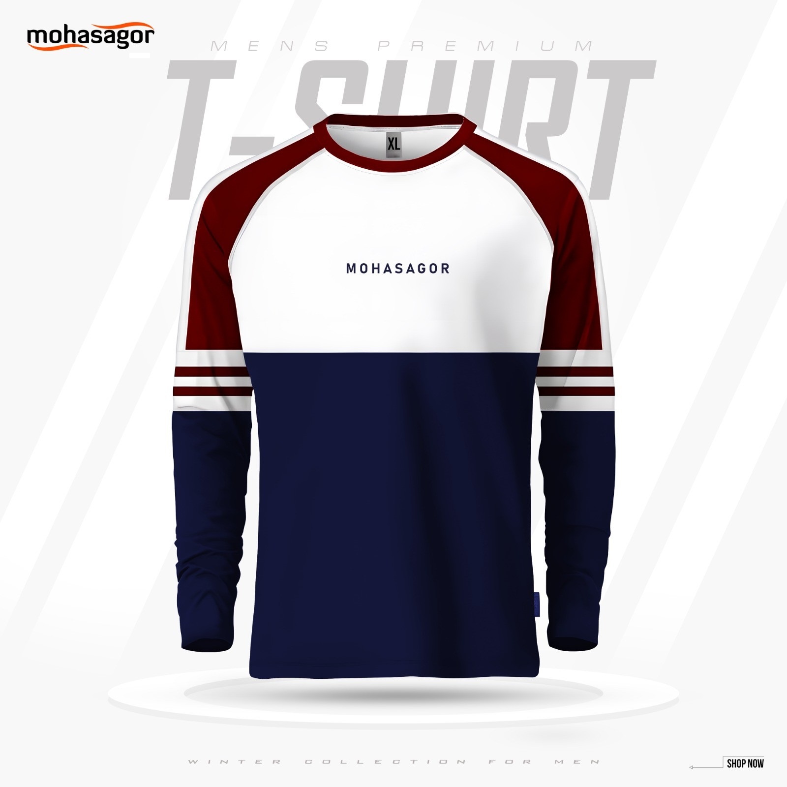 Buy Men's Contrast Design T-Shirt- Navy  at Best in Bangladesh