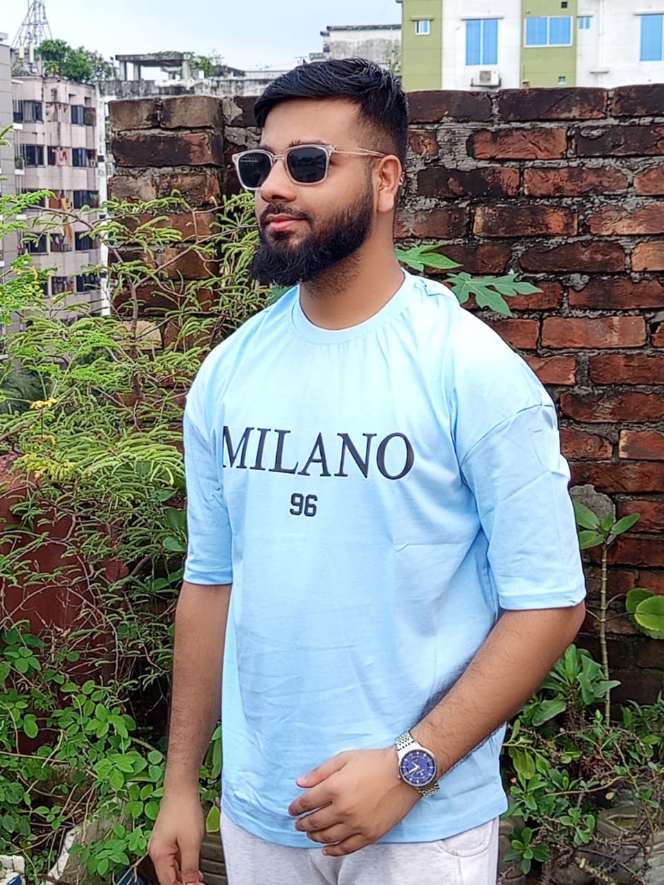Buy Men's Stylish Drop Shoulder- Milano Blue at Best in Bangladesh