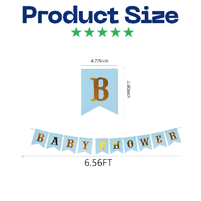 Colorful Baby Shower Banner: Black, Light Blue & Pink Card Baby Shower Banner- (Pack of 1 Pcs)