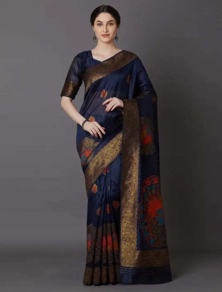Buy Stylish & Glorious Printed Silk Saree With Blouse Piece FREE  at Best Price In Bangladesh