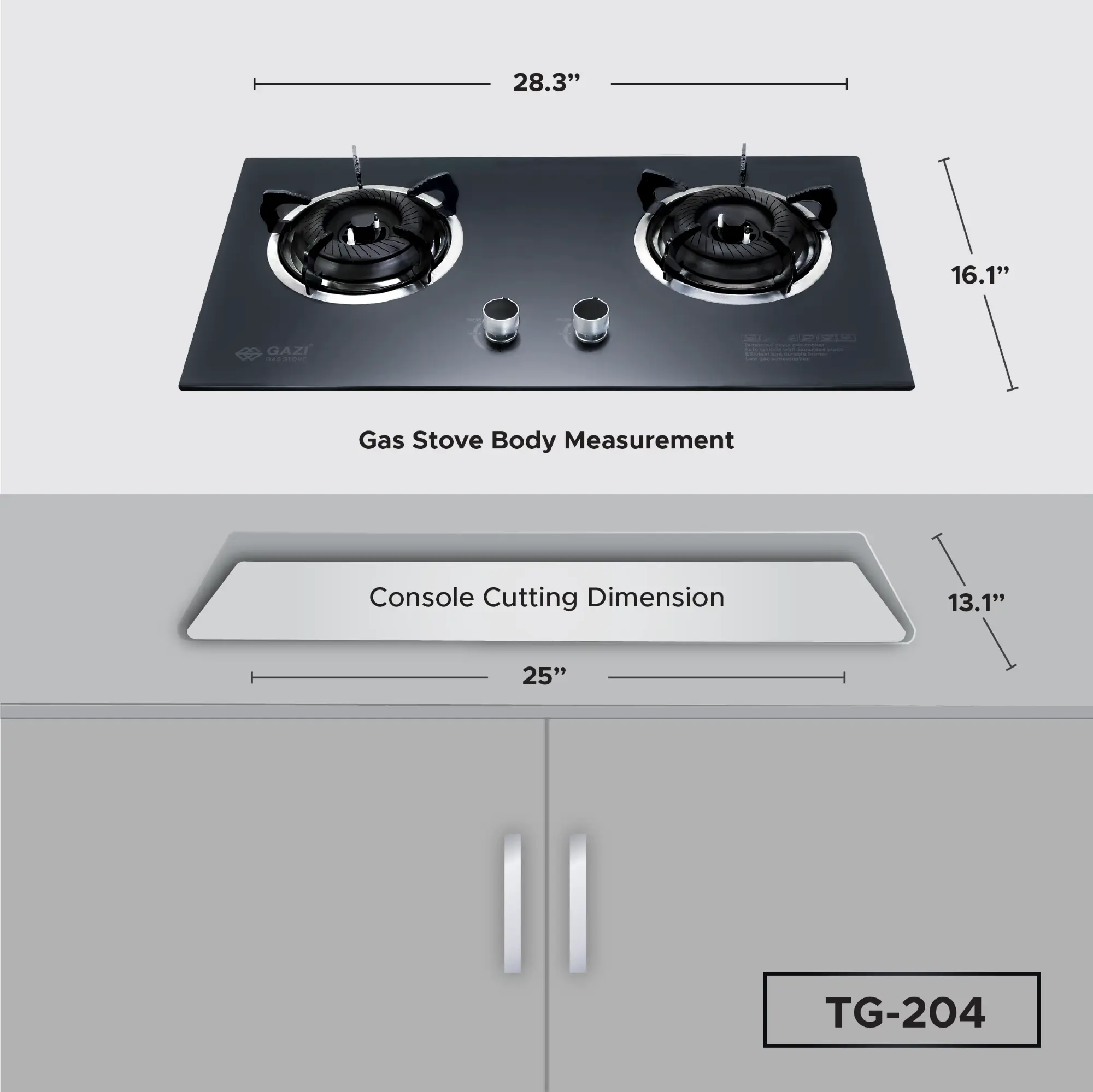 Buy Gazi Smiss Double Burner Steel Body Gas Stove TG-204 (Best Price) Online at Best Price