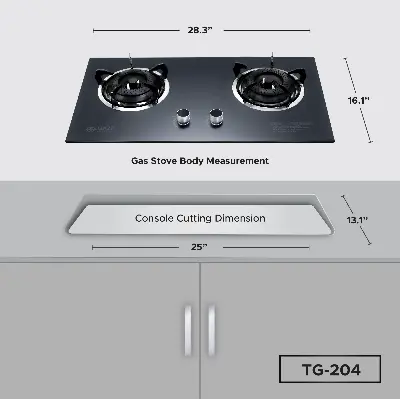 Buy Gazi Smiss Double Burner Steel Body Gas Stove TG-204 (Best Price) Online at Best Price