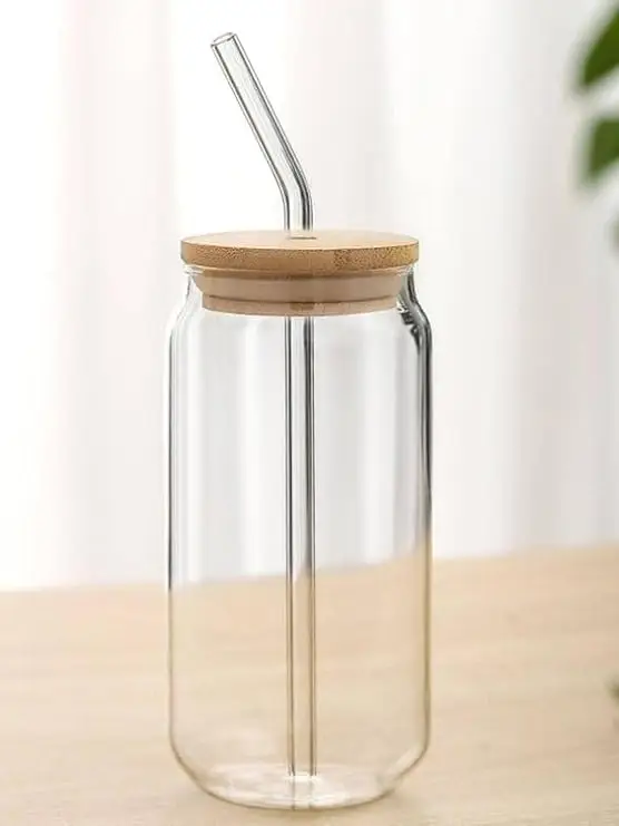 Buy Elegant Juice Cocktail Mocktail Glass Solid Mug with Airtight Wooden Lid and Easy Cleaning Straw  at Best Price In Bangladesh