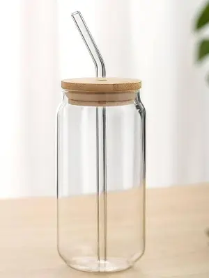 Buy Elegant Juice Cocktail Mocktail Glass Solid Mug with Airtight Wooden Lid and Easy Cleaning Straw  at Best Price In Bangladesh