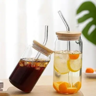 Buy Elegant Juice Cocktail Mocktail Glass Solid Mug with Airtight Wooden Lid and Easy Cleaning Straw  at Best Price In Bangladesh