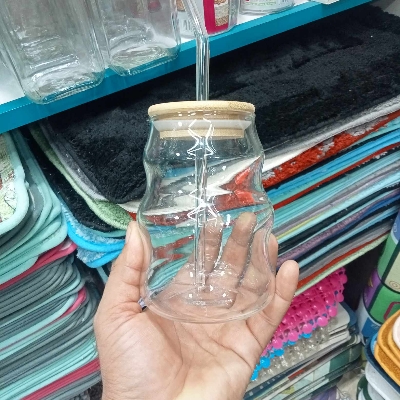 Buy Glass Cup With Bamboo Lids And Straw 500ml Iced Hot Coffee Tea  at Best Price In Bangladesh