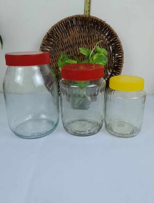 Buy রাউন্ড শেইপ ৩ পিছের সেট কাচের বৈয়ম ১০০০, ৭০০, ৫০০ এমএল at Best Price In Bangladesh