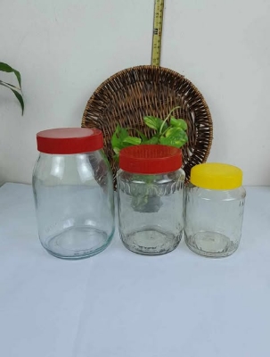 Buy রাউন্ড শেইপ ৩ পিছের সেট কাচের বৈয়ম ১০০০, ৭০০, ৫০০ এমএল at Best Price In Bangladesh