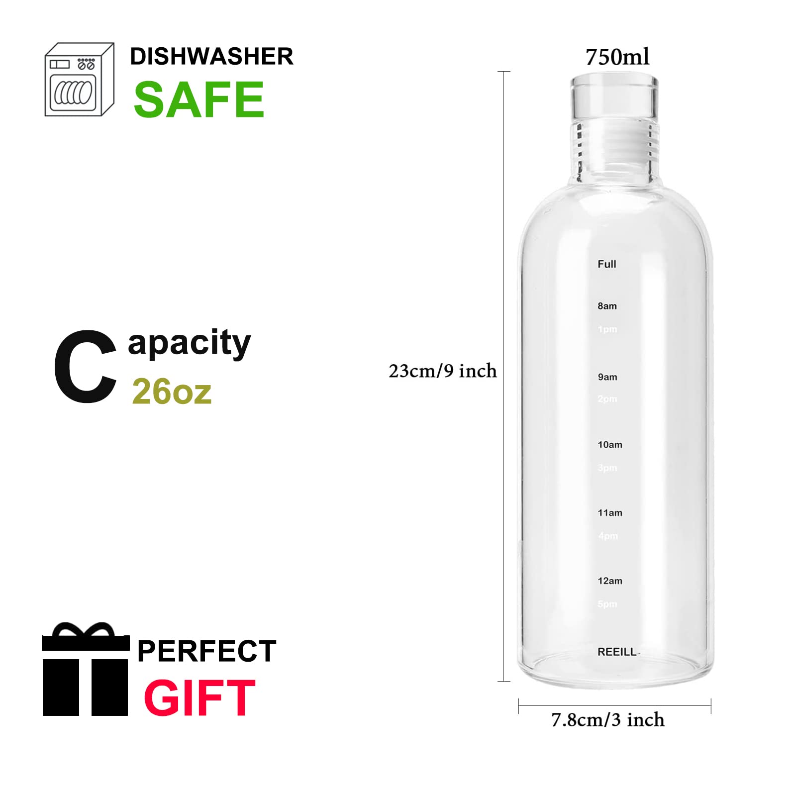Buy 750 ml Transparent glass watter bottle at Best Price In Bangladesh