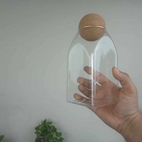 Buy 1000 ml Glass Cookie Jar with Wooden Cork Lid  at Best Price In Bangladesh