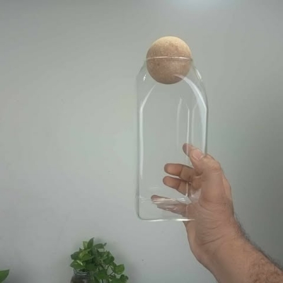 Buy 1200 এমএল কাচের কুকি জার কাঠের কর্ক ঢাকনাসহ  at Best Price In Bangladesh