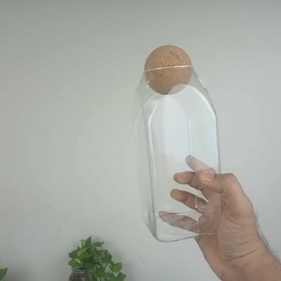 Buy 1200 এমএল কাচের কুকি জার কাঠের কর্ক ঢাকনাসহ  at Best Price In Bangladesh