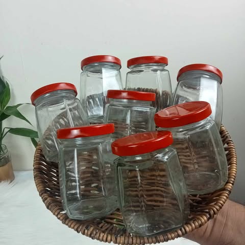 Buy  ২৫০ এমএল ইউনিক ডিজাইন ৬-কোনা কাচের বৈয়ম at Best Price In Bangladesh