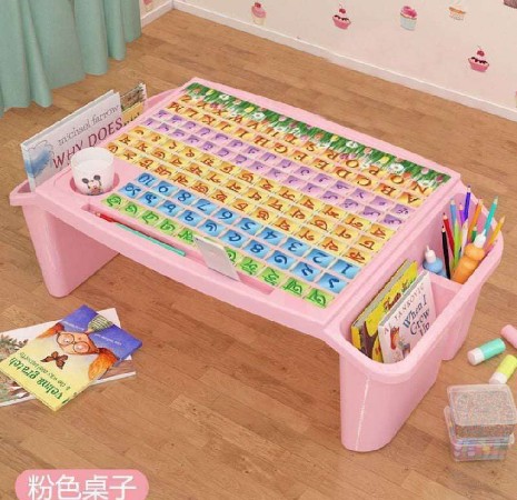 Picture of 20"Kids Writing Table / Study Table Baby Snack Table/ Storage Box Plastic baby table summer design pink & red 