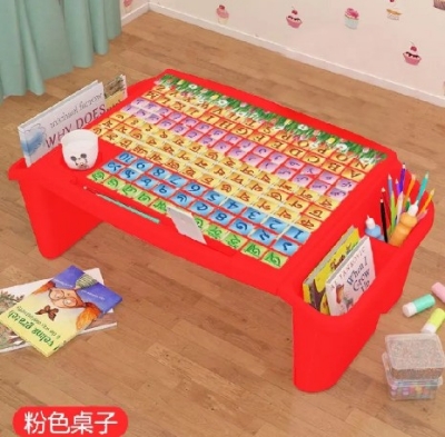 Picture of 20"Kids Writing Table / Study Table Baby Snack Table/ Storage Box Plastic baby table summer design pink & red 