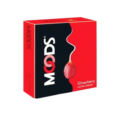 Picture of Moods Strawberry Flavored Dotted Condom for Men 3pcs Pack | Made in India